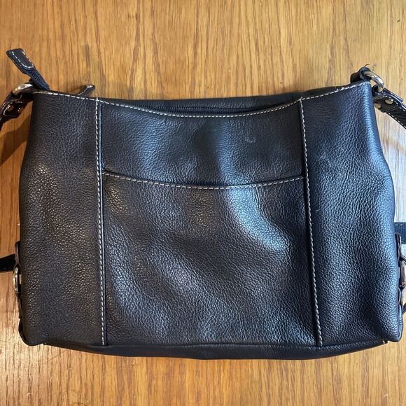 Tignanello Black Shoulder Bag Purse Tumbled Leather - Picture 5 of 12